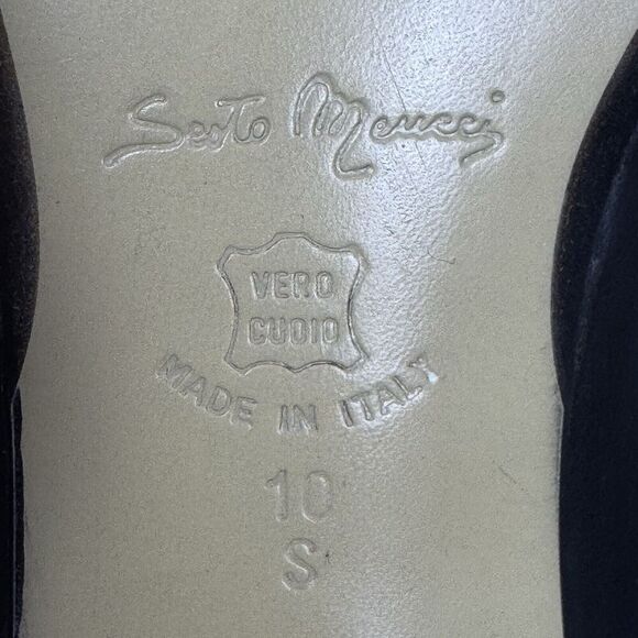 SESTO MEUCCI Black Penny Loafers Block Heel Shoes Size 10 Leather Square Toe - Picture 14 of 14